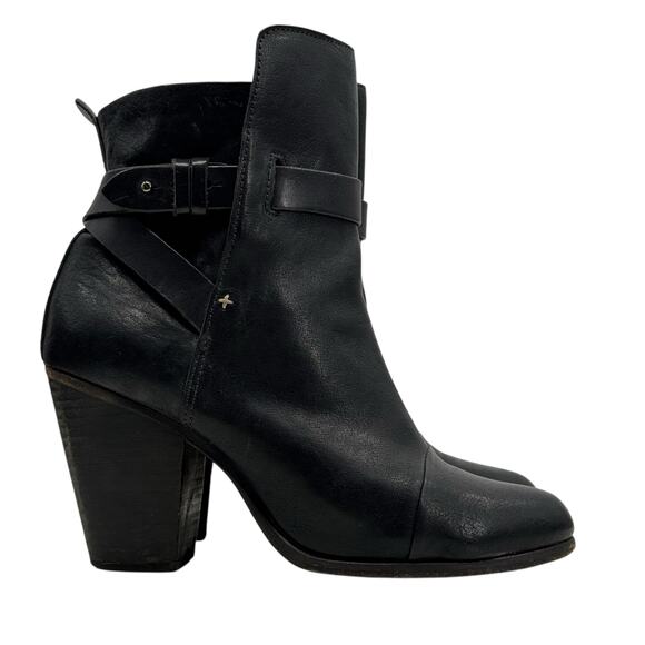 Rag & Bone Kinsey Moto Bootie Strappy SZ 8.5 Women's Black Leather Ankle Boots - Picture 2 of 13